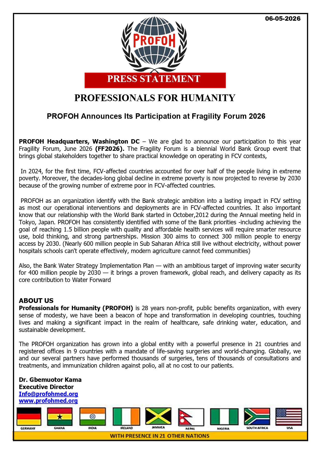Participation at Fragility Forum Press Statement